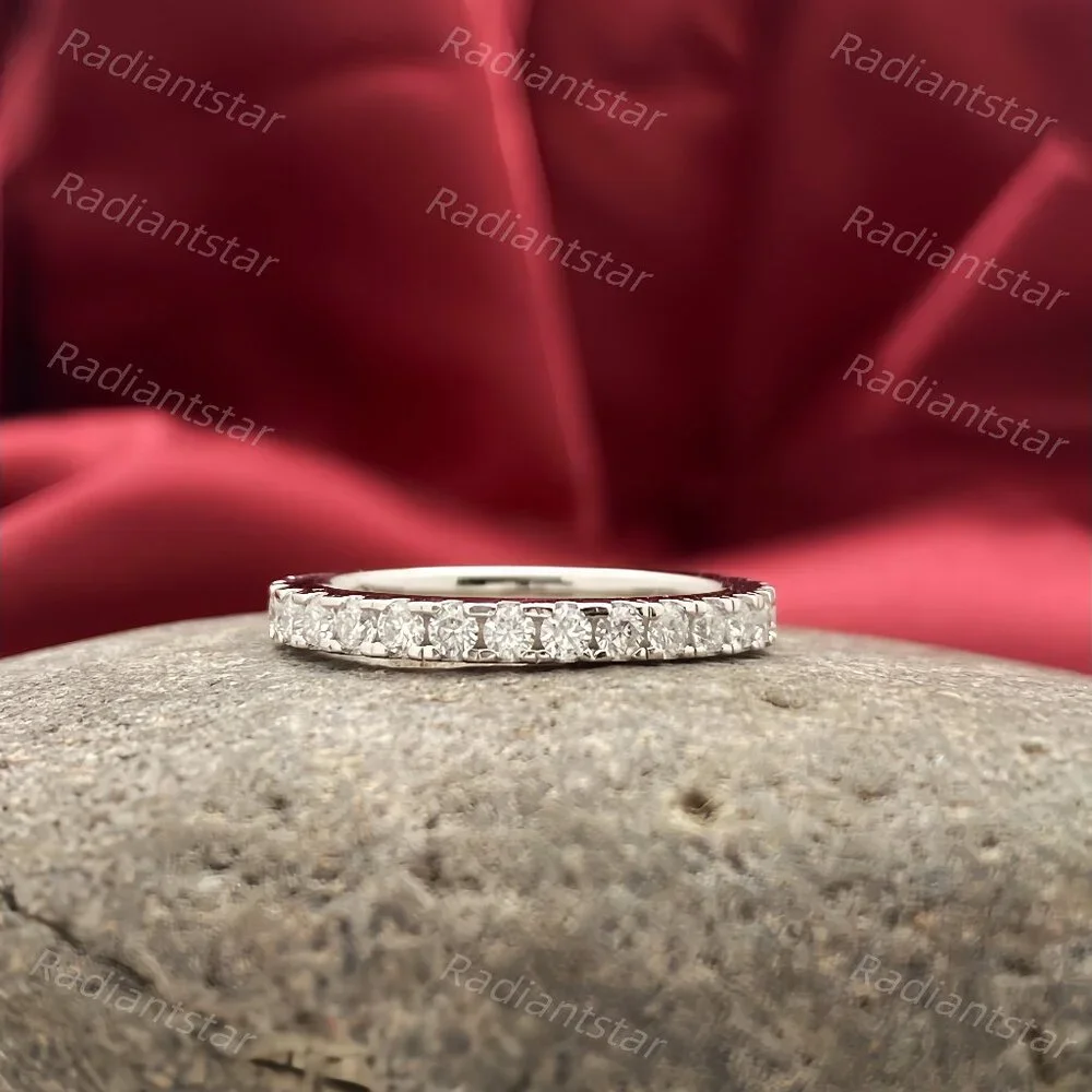 NEW 2mm Moissanite 3/4 Eternity Pave Band Ring